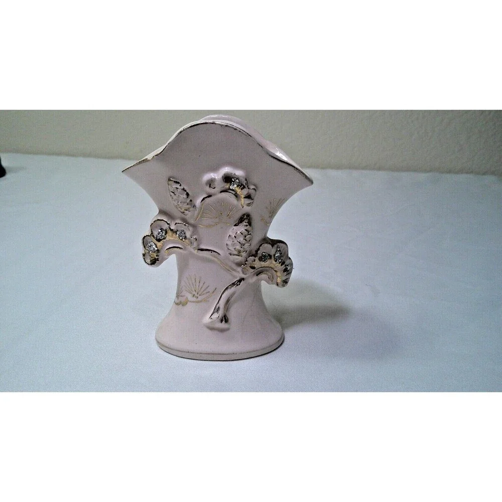 Tilso Vintage Bud Vase Light Pink with Gold Trim N7027 4
